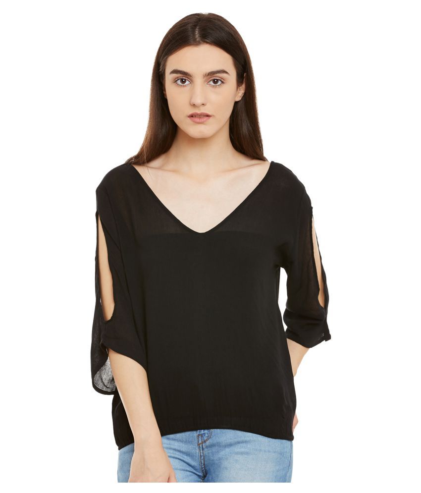 Maae Black Rayon Regular Tops - Buy Maae Black Rayon Regular Tops ...