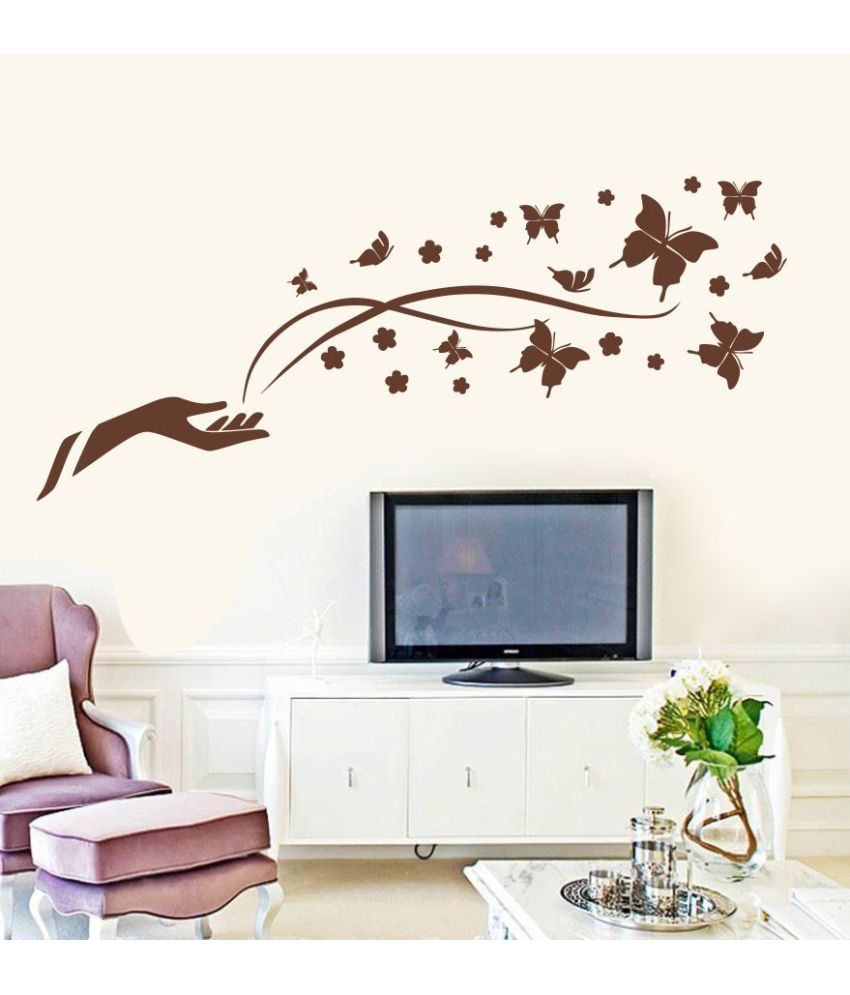     			Decor Villa Hand with Butterfly Vinyl Wall Stickers