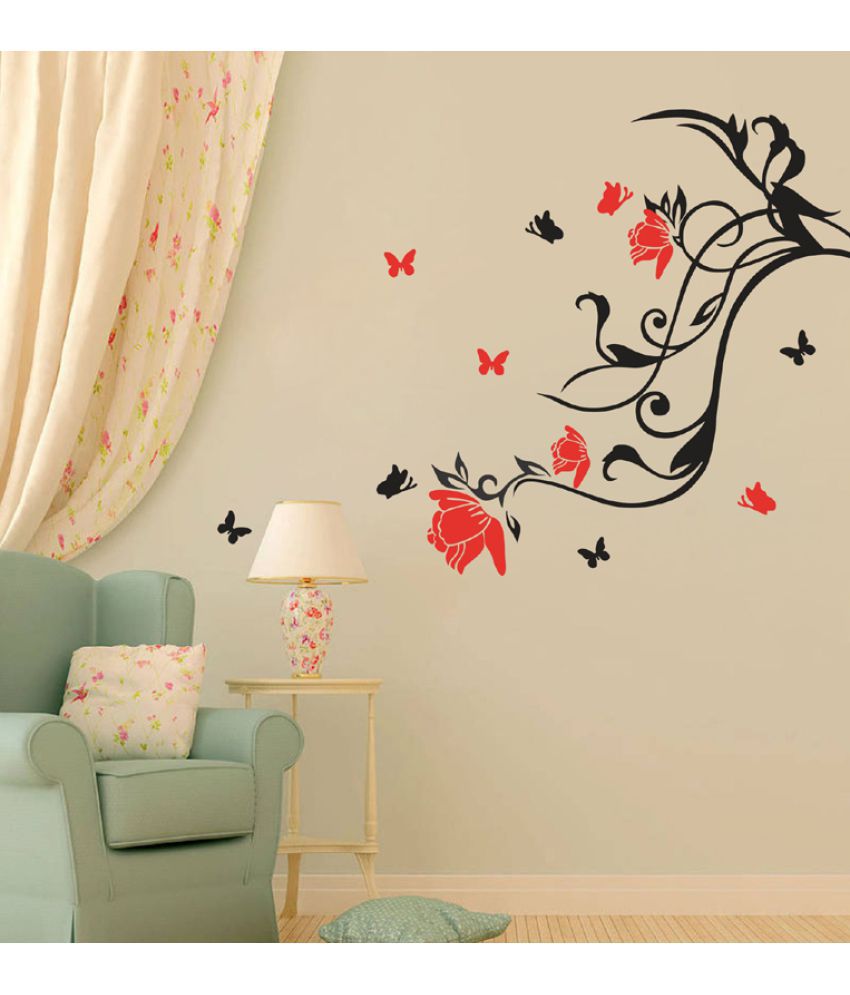     			Decor Villa Flowers with Branches Vinyl Wall Stickers