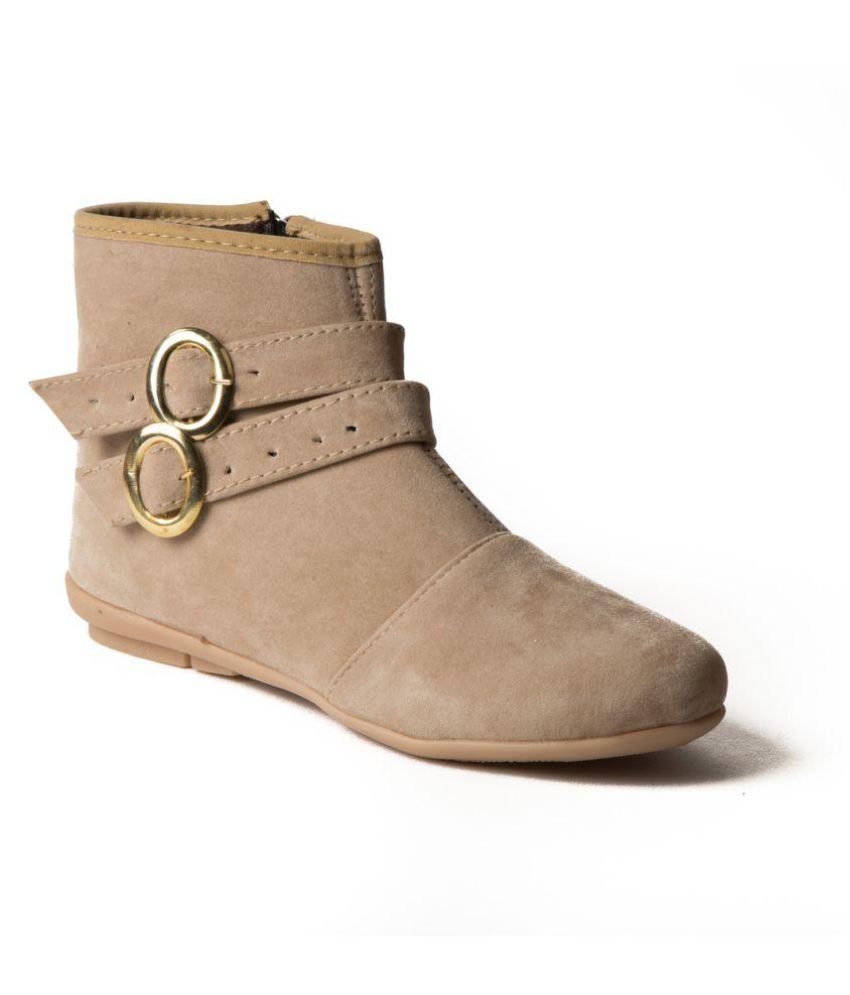 short beige ankle boots