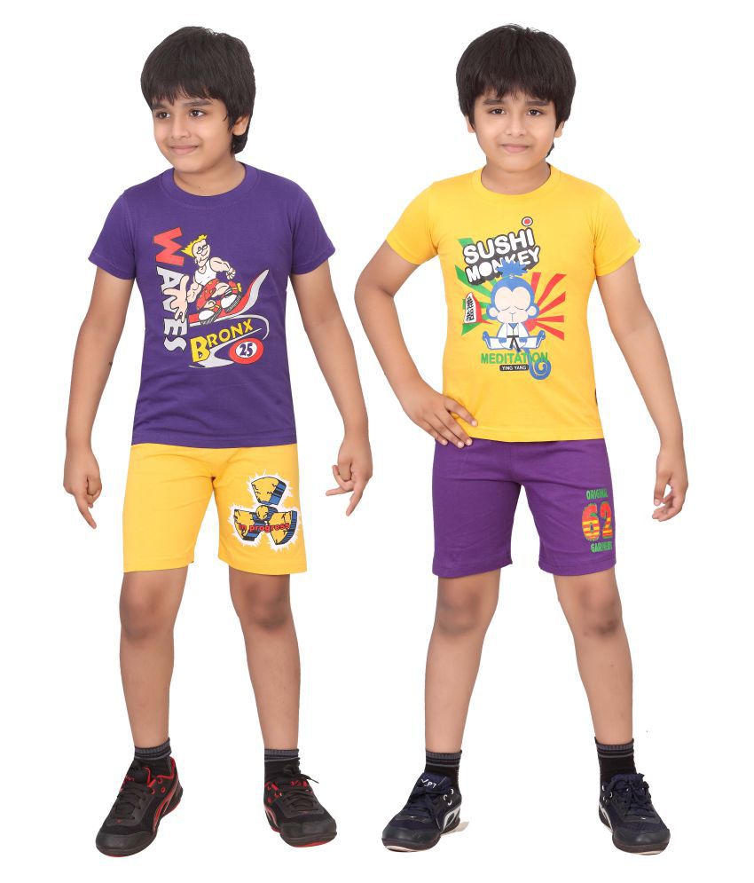     			Dongli Multicolour Shirt and Shorts - Pack of 2