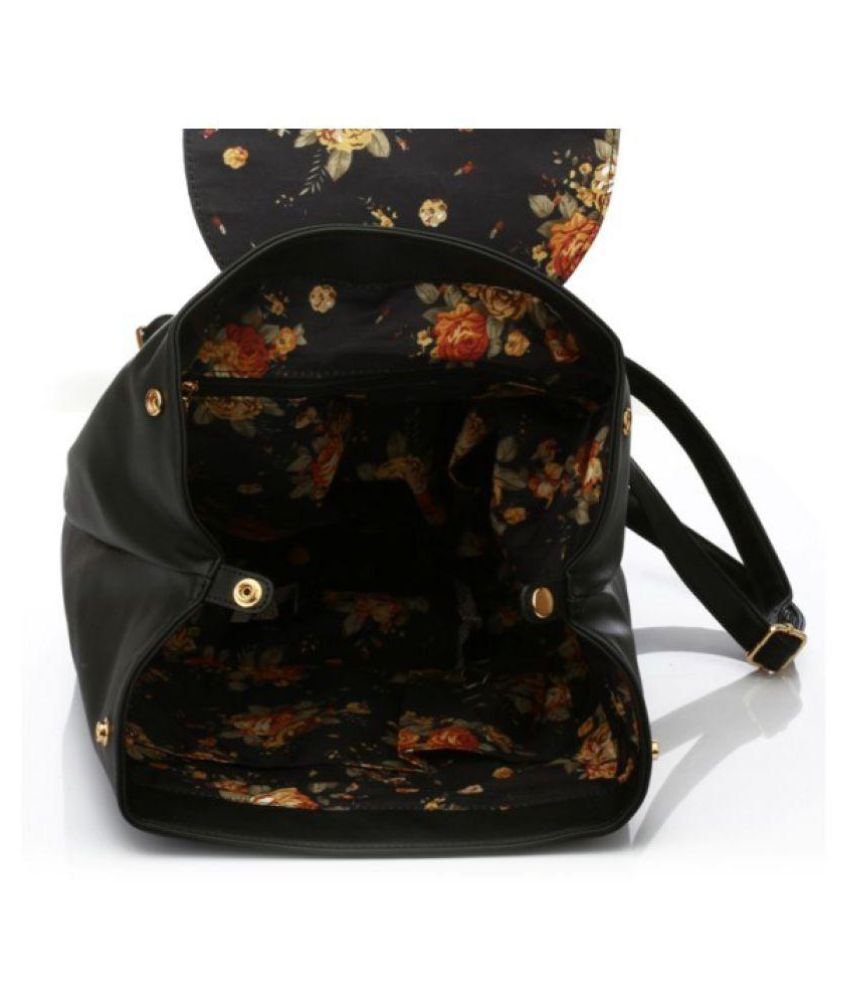 Caprese Black Faux Leather Backpack - Buy Caprese Black Faux Leather ...