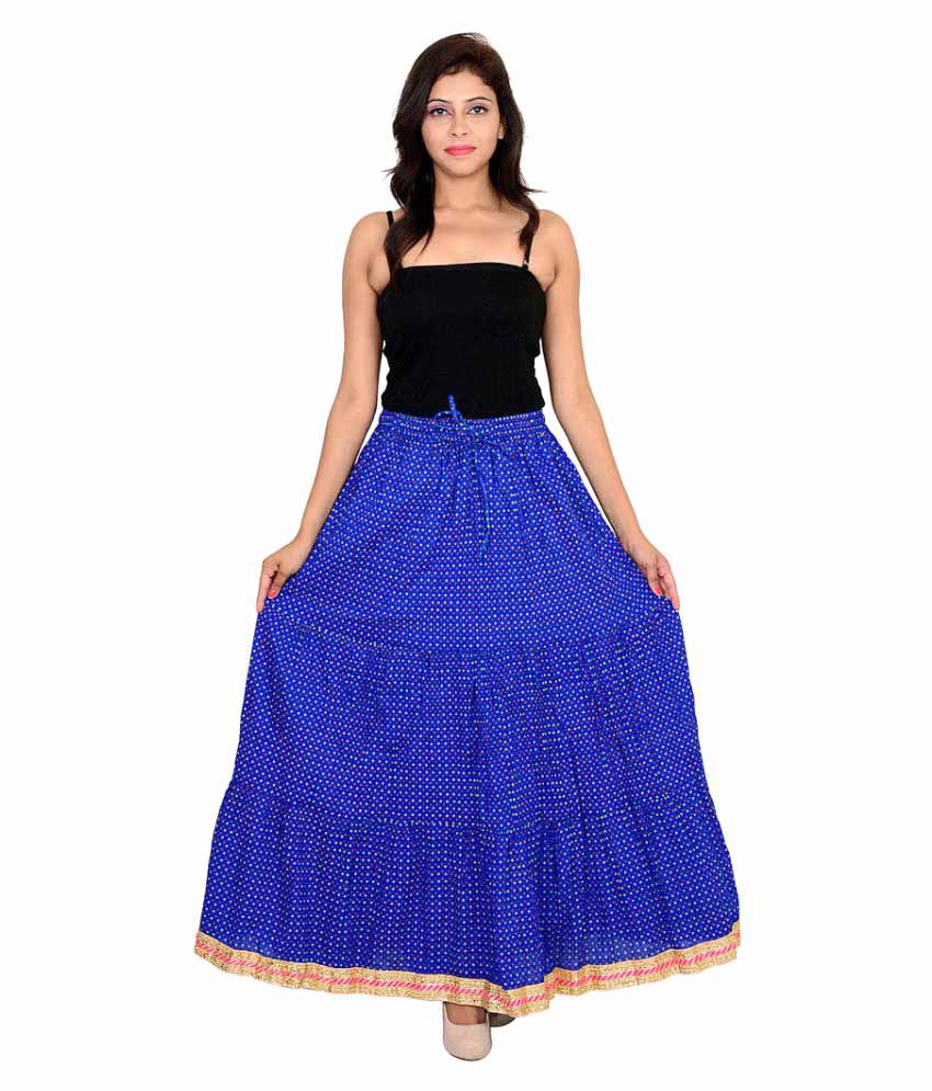 Buy Ooltah Chashma Blue Cotton A-Line Skirt Online at Best Prices in ...