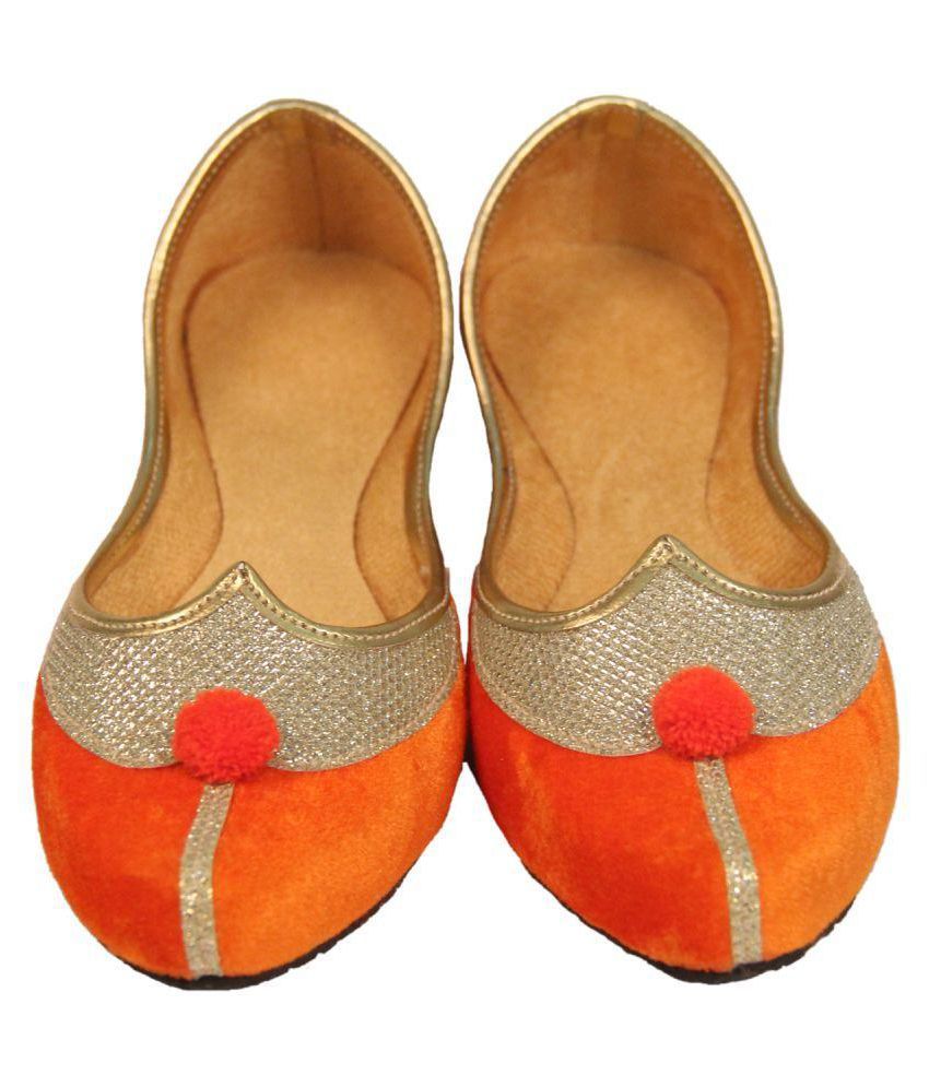 Zasmina Orange Flat Ethnic Footwear