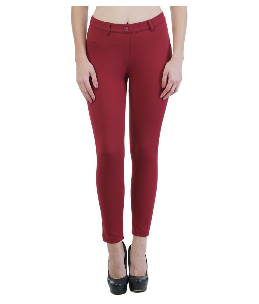 maroon jeggings