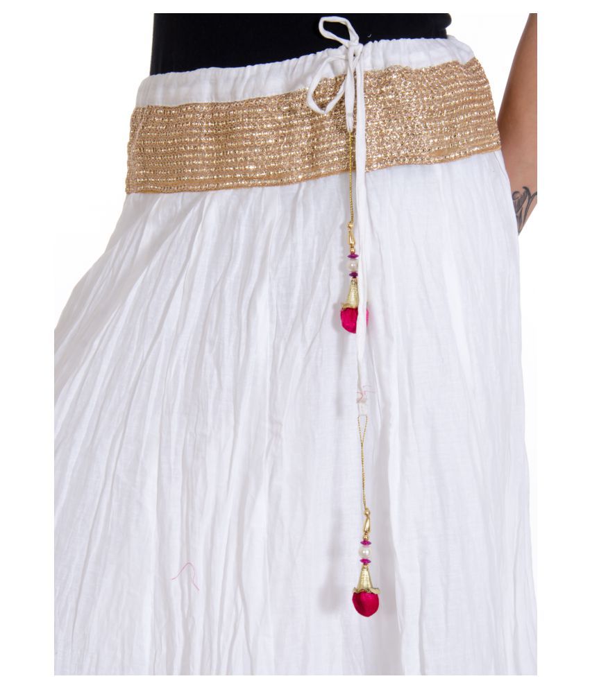 white broomstick skirt long