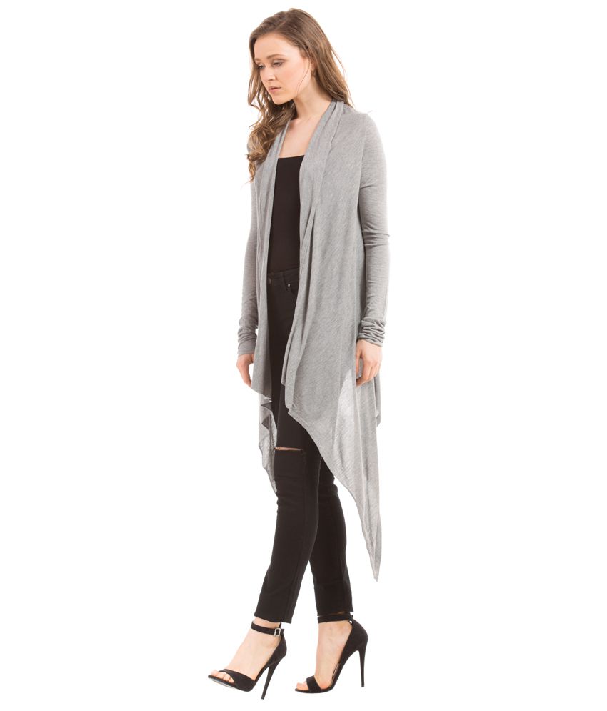 Buy Shuffle Gray Solid Long Shrug Online at Best Prices in India - Snapdeal