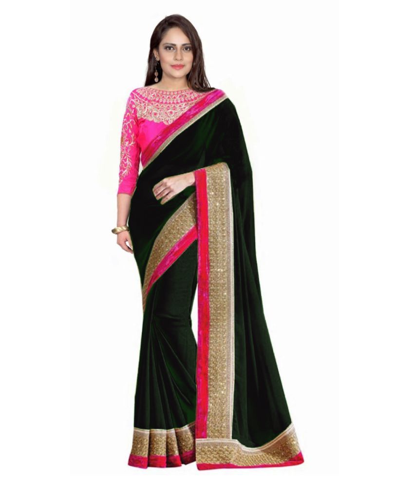     			Bhuwal Fashion Green Chiffon Saree