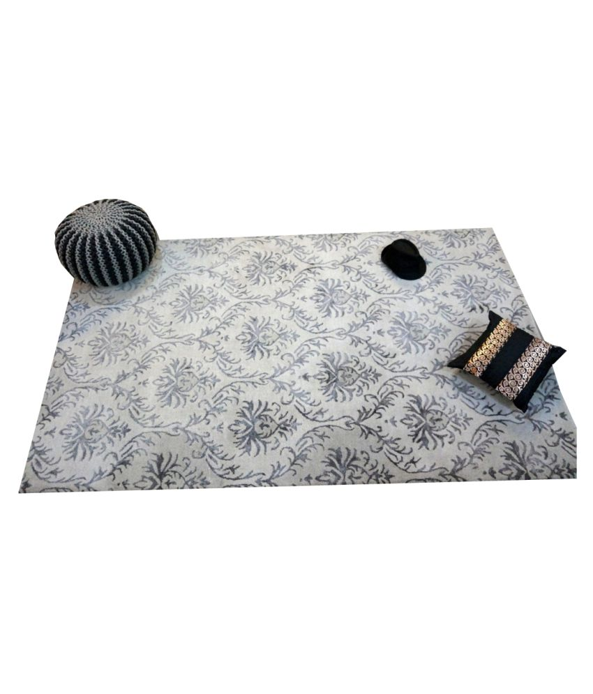 Tex Trendz Grey Ethnic Woolen Carpet 4x6 Ft. Buy Tex Trendz Grey Ethnic Woolen Carpet 4x6 Ft