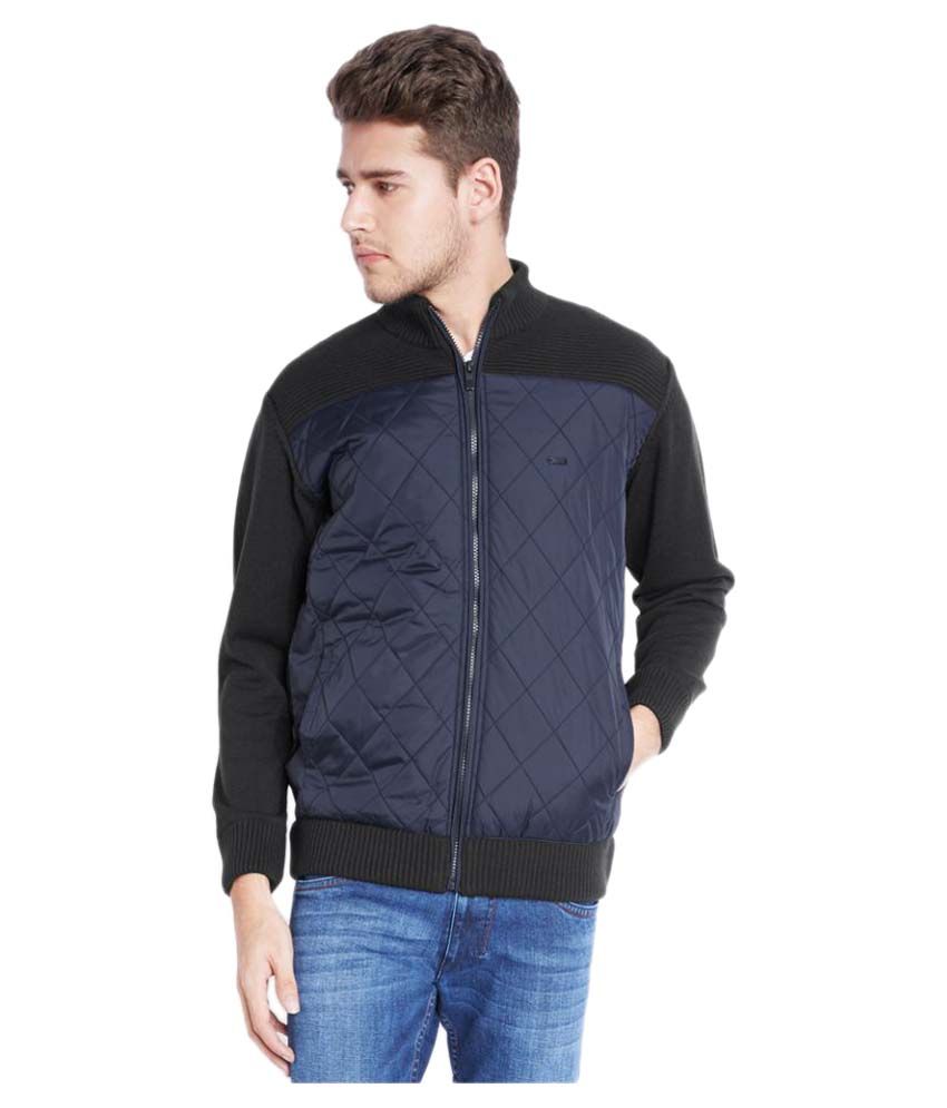navy blue polyester casual jacket