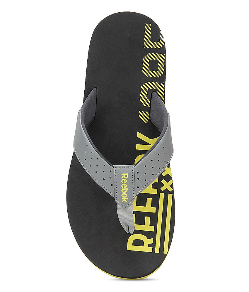 reebok flip flops black