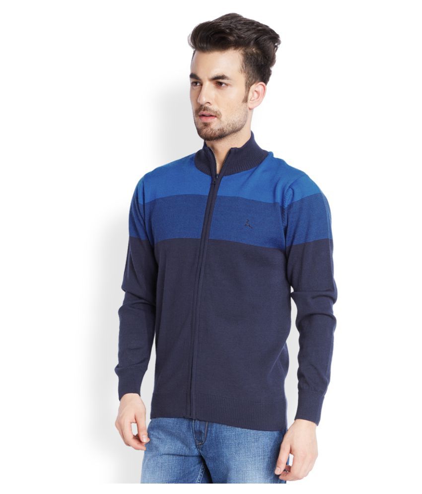 Parx Blue Stand Collar Sweater - Buy 
