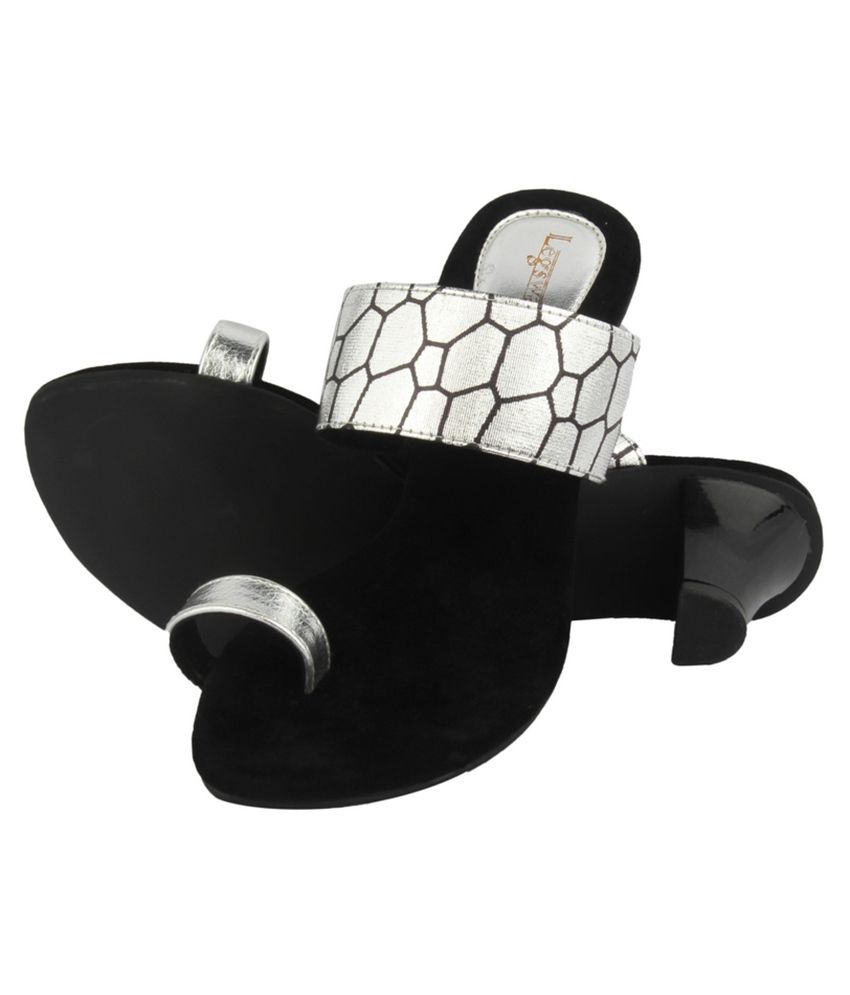 office silver block heels