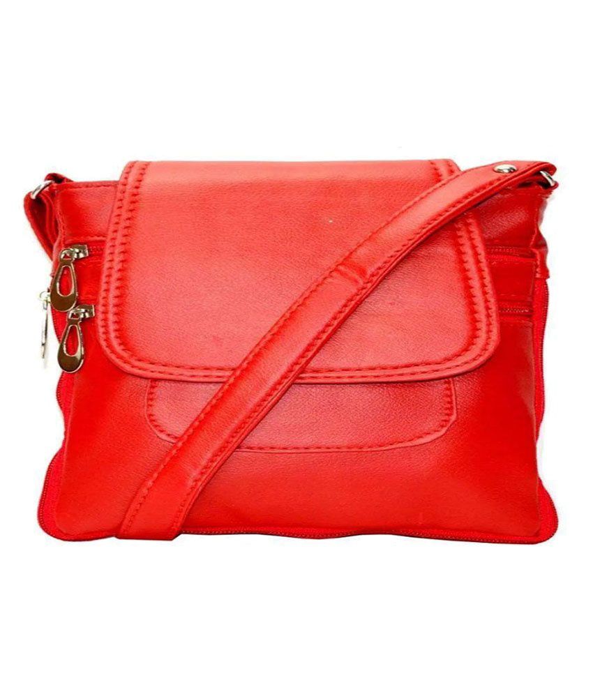 Madash Red Pure Leather Sling Bag - Buy Madash Red Pure Leather Sling ...