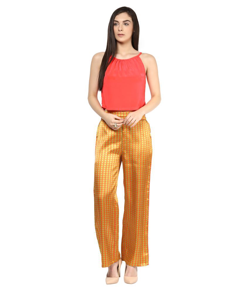 Buy Thinkorange Gold Satin Casual Pants Online at Best Prices in India ...