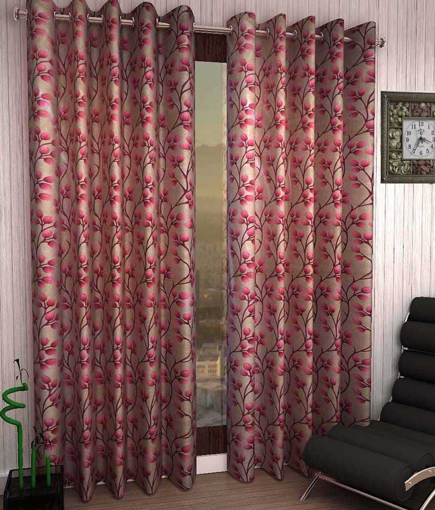     			Homefab India Single Window Eyelet Curtain Floral Purple
