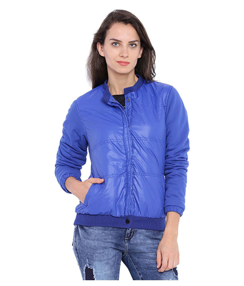 Campus Sutra Blue Nylon Quiltted Jackets