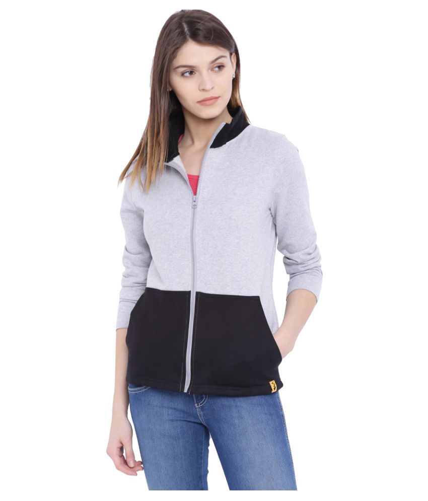     			Campus Sutra Gray Cotton Bomber Jackets