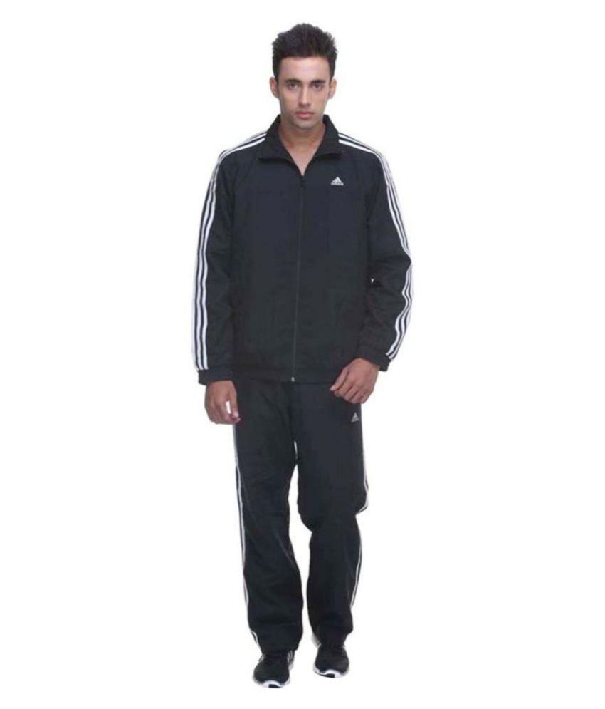 adidas black polyester tracksuit