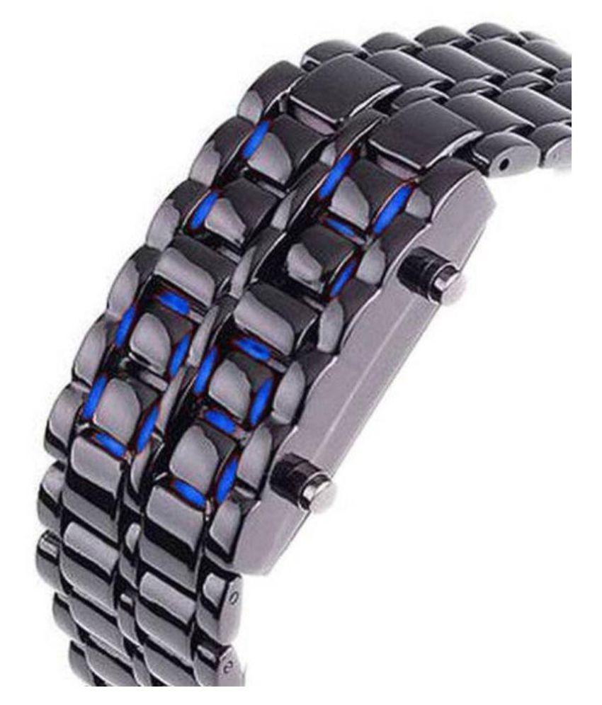 smc black digital led watch