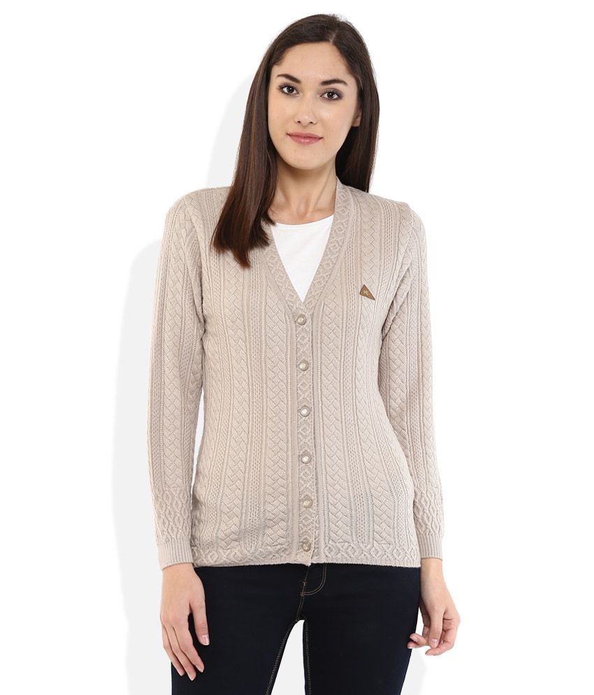 Buy Monte Carlo Beige Solid Full Sleeves Buttoned Cardigans Online at ...