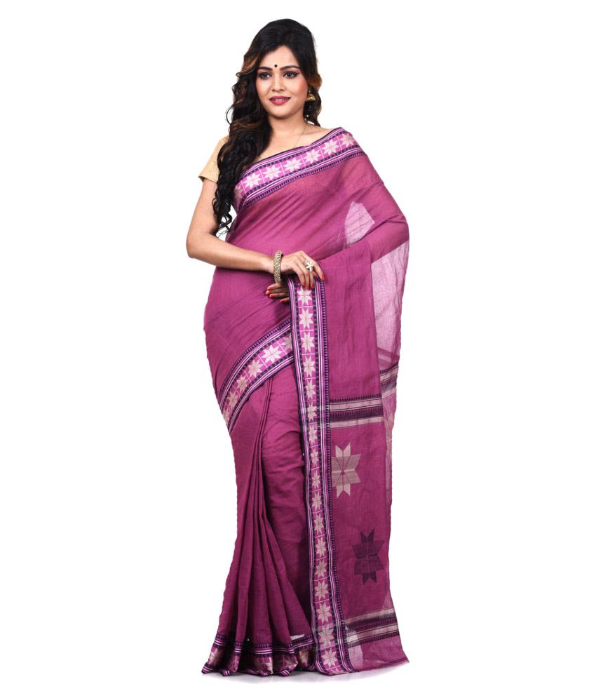 Bengal Handloom Saree Maroon Bengal Handloom Saree available at ...