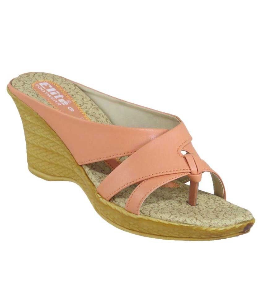 Elite PeachPuff Wedges Heels Price in India Buy Elite PeachPuff Wedges