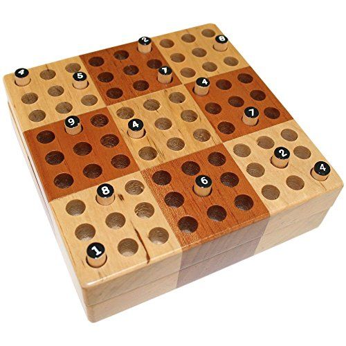 Elbert Mini Wooden Travel Sudoku Board Game Set With Wood Peg Pieces 