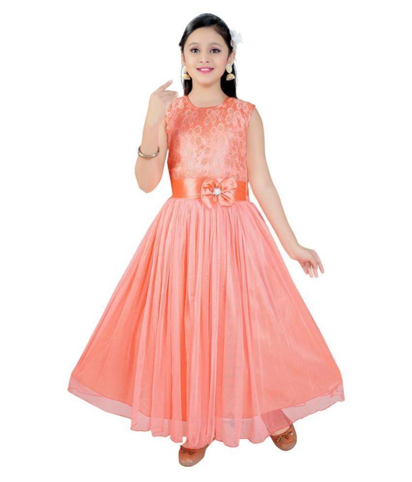 peach colour party frock
