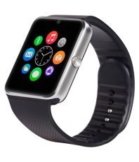 Life Like Gt08 Bluetooth Smartwatch With Sim & Sd Card Support - Silver- Rubber Strap