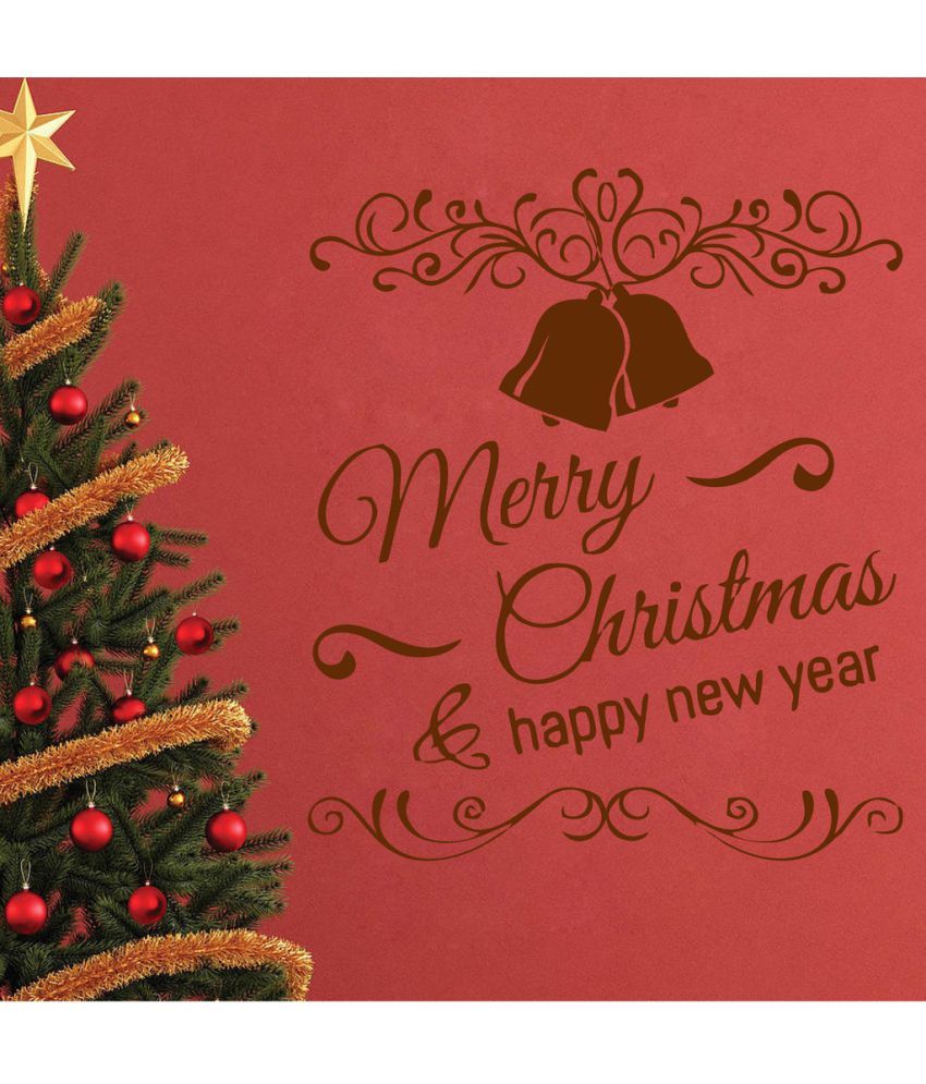     			Decor Villa Merry Christmas & Happy New Year PVC Wall Stickers