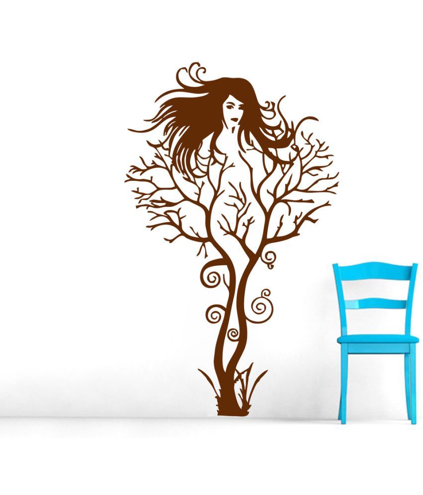     			Decor Villa Tree Girl PVC Wall Stickers