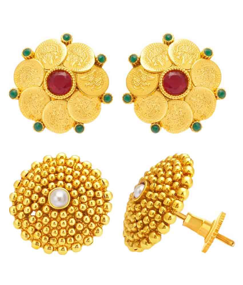     			Sukkhi Golden Earrings - Pack of 2