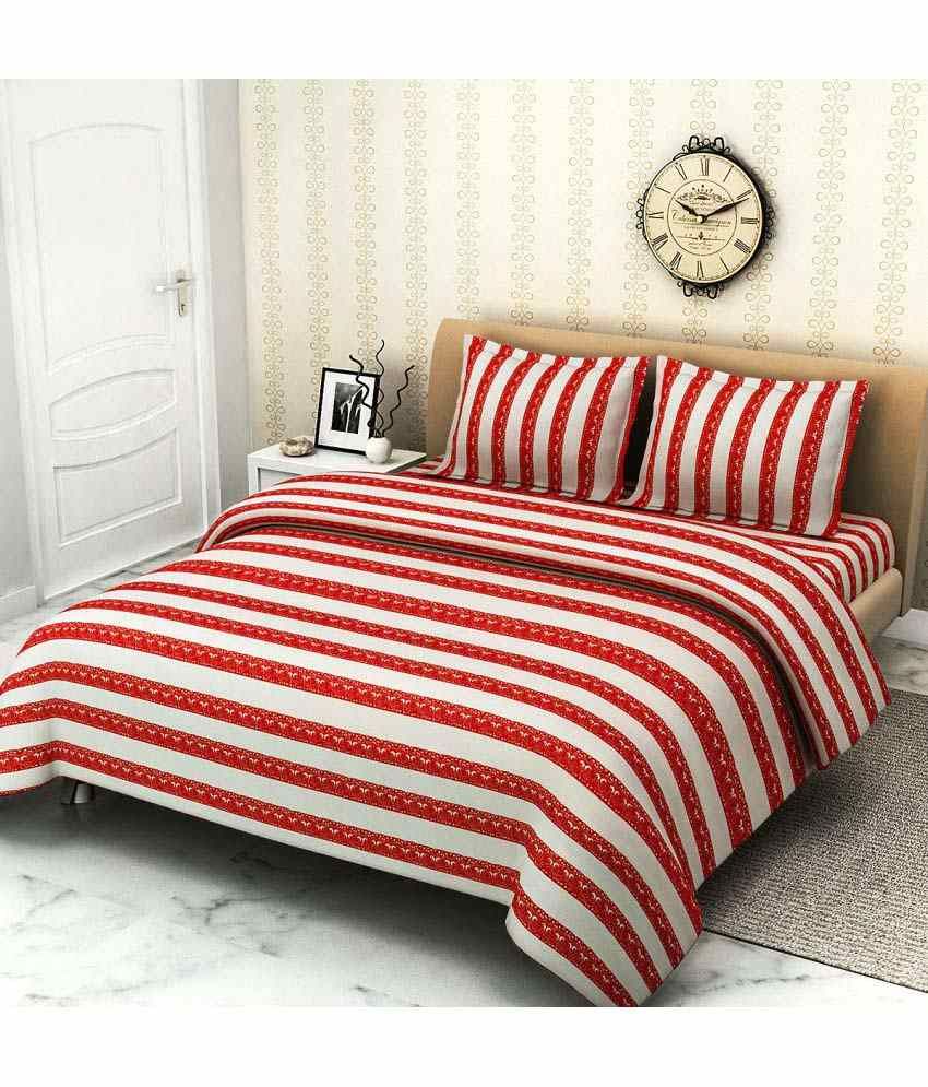 Trident Double Cotton Stripes Bed Sheet Buy Trident Double Cotton