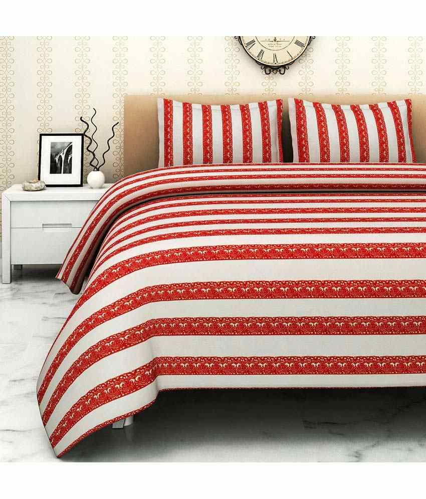 Trident Double Cotton Stripes Bed Sheet Buy Trident Double Cotton