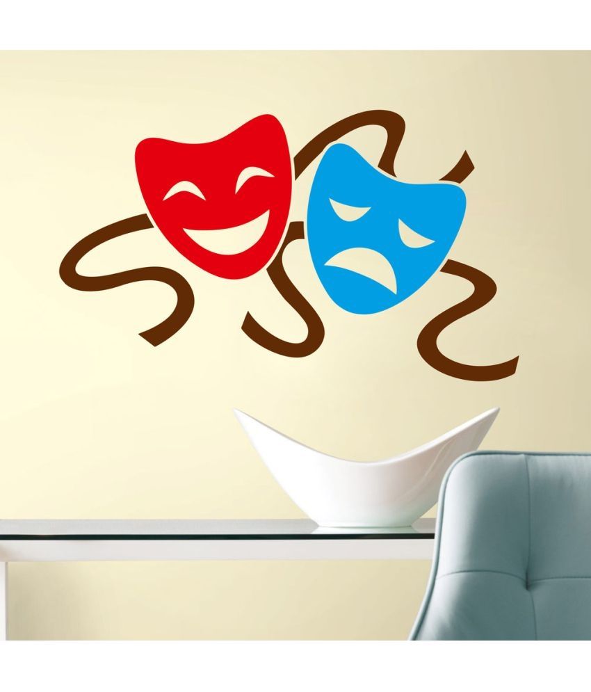     			Decor Villa Happy and Sad Face PVC Wall Stickers