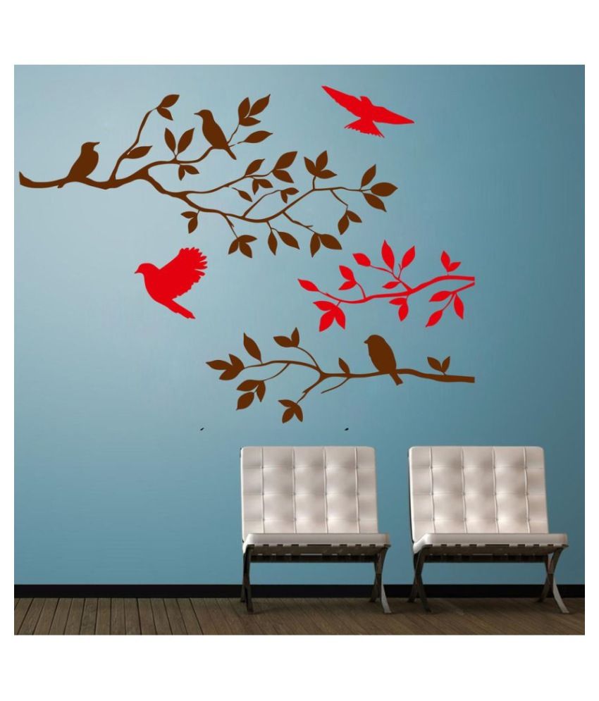     			Decor Villa Sitting Bird On The Tree PVC Wall Stickers