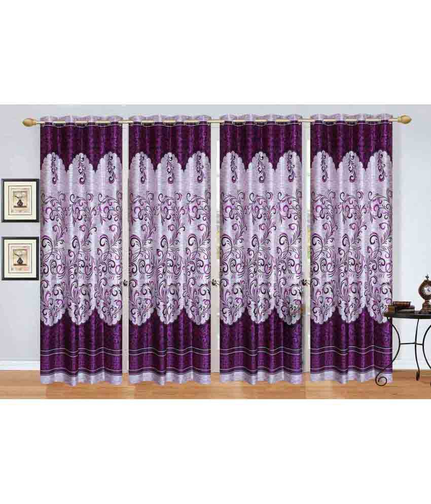     			Stella Creations Set of 4 Door Eyelet Curtains Floral Multi Color