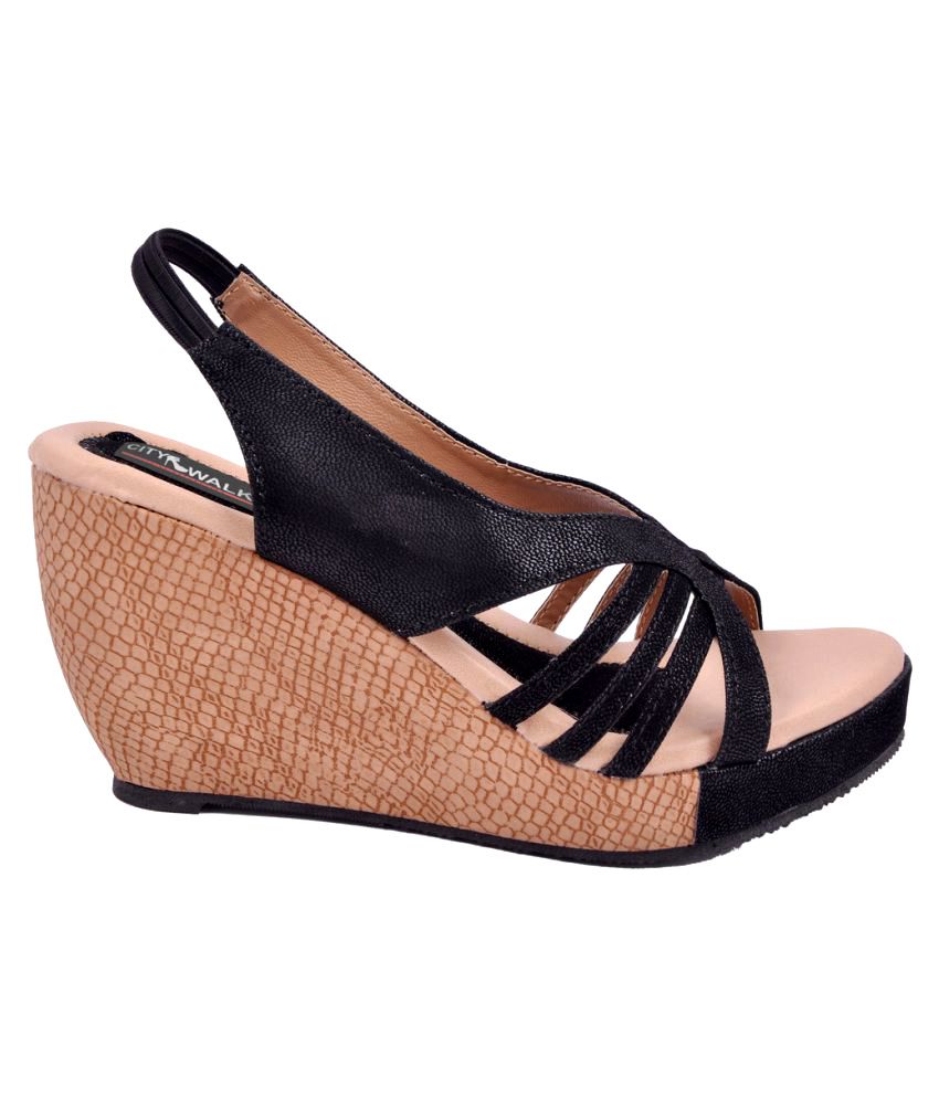 City Walk Black Wedges Heels Price in India Buy City Walk Black Wedges