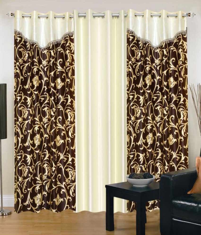     			Stella Creations Set of 3 Window Eyelet Curtains Multi Color