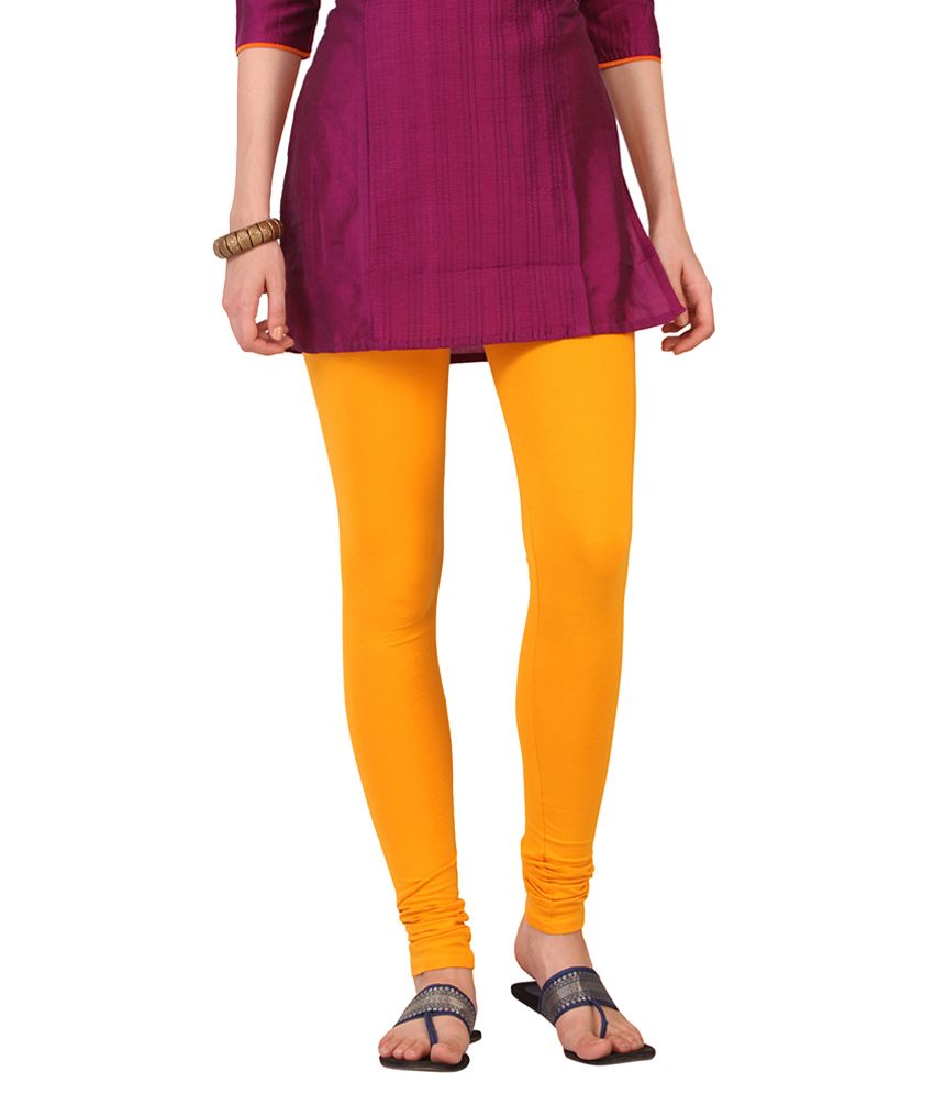 FBB Yellow Solid Churidar Leggings 