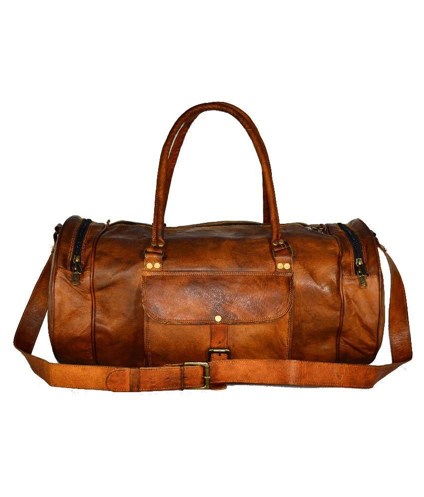 Adimani Brown Leather Duffle Bag - Buy Adimani Brown Leather Duffle Bag Online at Low Price ...