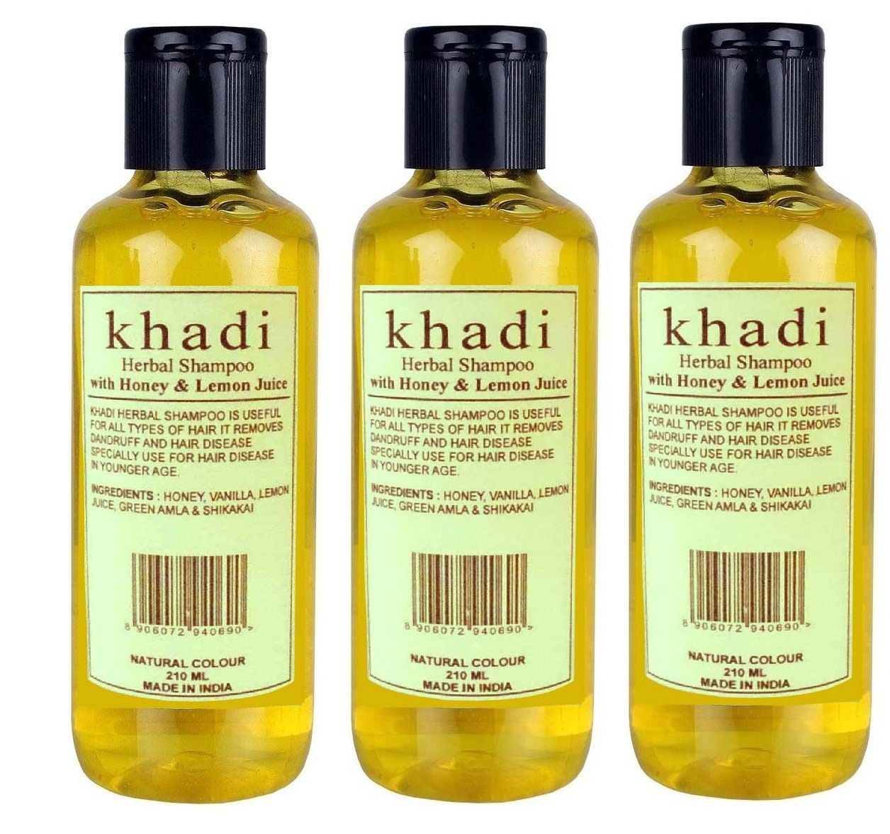     			Khadi Herbal Honey & Lemon Juice Shampoo 210 ml - Pack of 3