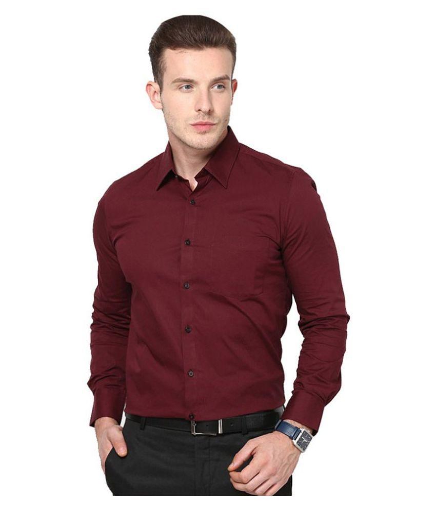 Men Maroon Formal Slim Fit Shirt ...