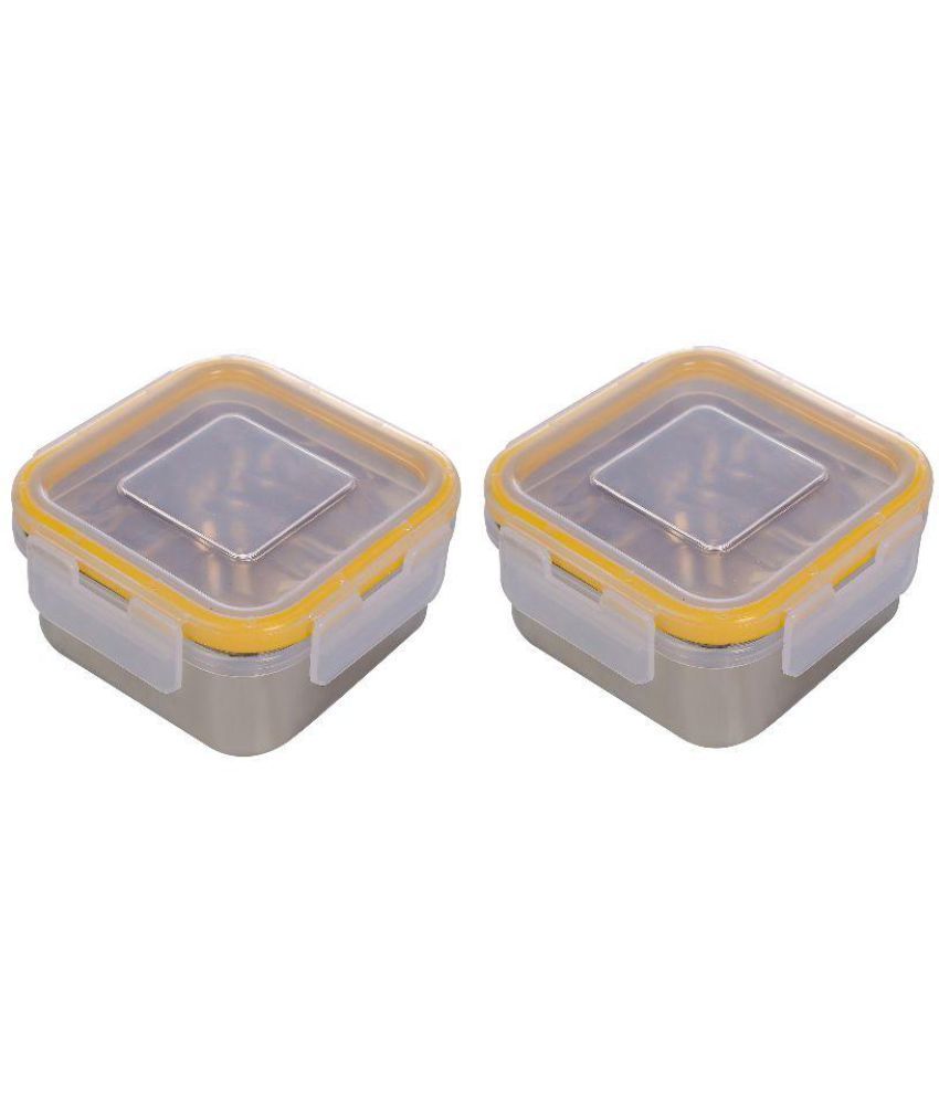 CSM Set of 2 Square Clip Lock Containers Steel Food Container Set of 2 Buy Online at Best Price