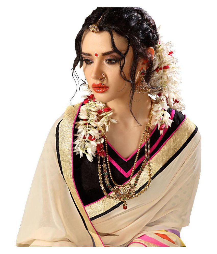 Wow Fashion Beige Georgette Saree Buy Wow Fashion Beige Georgette