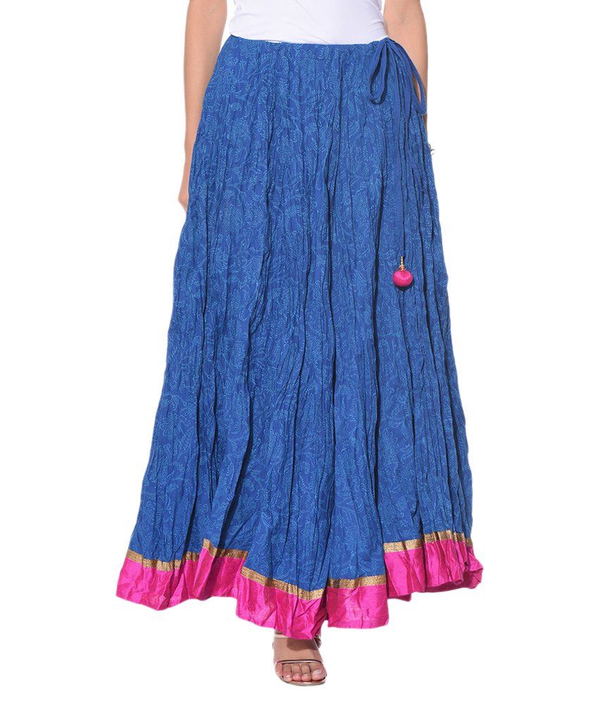Buy Nika Blue Cotton Broomstick Skirt Online at Best Prices in India