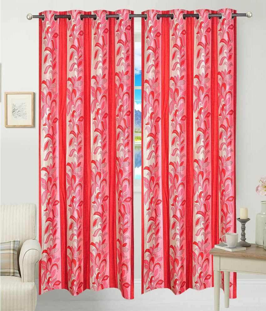 Elegance Single Window Eyelet Curtains Floral Red - Buy Elegance Single