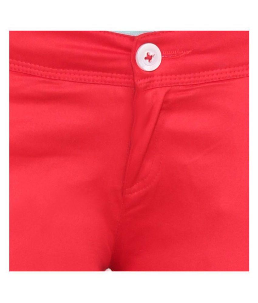 red cotton pants