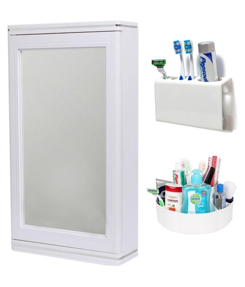 Buy Ciplaplast Combo Of White Plastic Domino Bathroom Mirror Cabinet And Tooth Brush Holder Online At Low Price In India Snapdeal